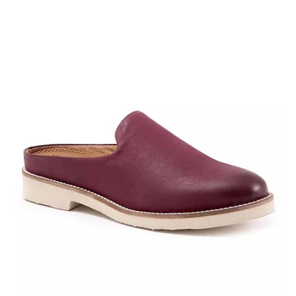 Softwalk Wolcott II Burgundy Distressed Comfort Leather Slip-on Mule SZ 8.5 W